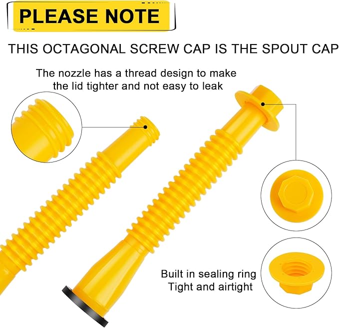 Godboy (7 Kit-Yellow Gas Can Spout Replacement, Gas Can Nozzle, Flexible Pour Nozzle Suitable for Most 1/2/5/10 Gal Oil Cans, Fuel Can Spout Replacement