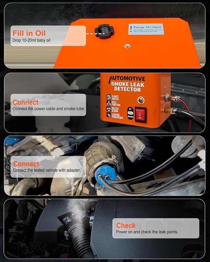 Quickly get Smoke Digital Display Automotive Smoke Machine, 6 Pressure Unit,Built-in Air Pump, 12V DC EVAP Vacuum Leak Tester, for EVAP, Vacuum, Pipe & Fuel Systems.