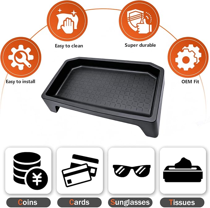 Silicone Behind Small&Big Screen Center Console Organizer Tray For 2026 Toyota RAV4 Hybrid (LE/SE/XLE Premium/Woodland/XSE/Limited)&PHEV (SE/Woodland/XSE/GR SPORT), 6th Gen RAV4 Accessories