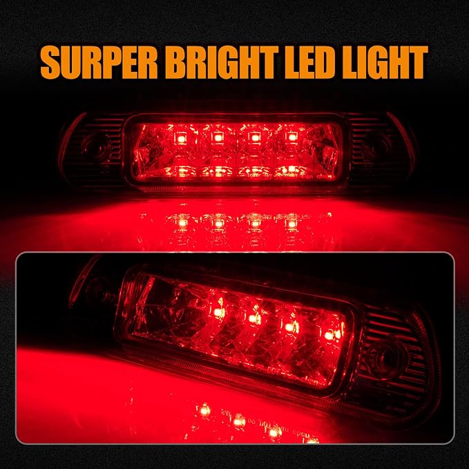 Third 3rd Brake LED for 1999-2004 Jeep Grand Cherokee, High Mount Rear Brake Lights Assembly for 99-04 Grand Cherokee, Waterproof Center Cab Lamp Stop Light (Red)