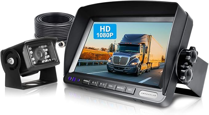 ZEROXCLUB Rear View Camera Kit, Wired Backup Camera System 7 Inch Monitor IP69 Waterproof IR Night Vision 149° View Reversing Camera for Truck/Semi-Trailer/Box Truck/RV(SY01)