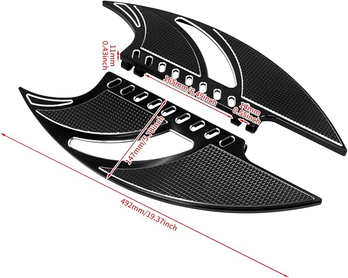 Motorcycle Floorboards CNC Tomahawk Front Rear Footboards Footpegs Fit for Harley Touring Electra Glide Street Glide Road Glide Softail Dyna Black