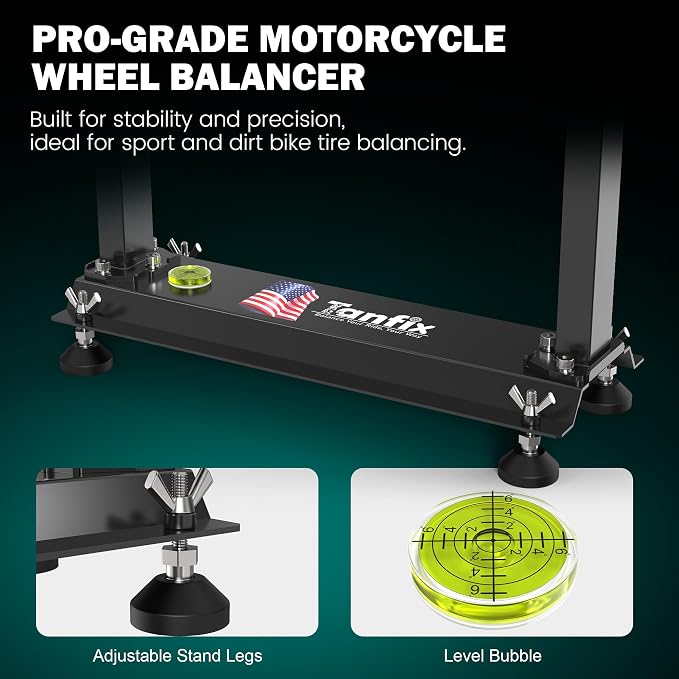 Motorcycle Wheel Balance Stand, Heavy-Duty Single-Axle Wheel Balancing Tool for Static & Dynamic Tire Alignment