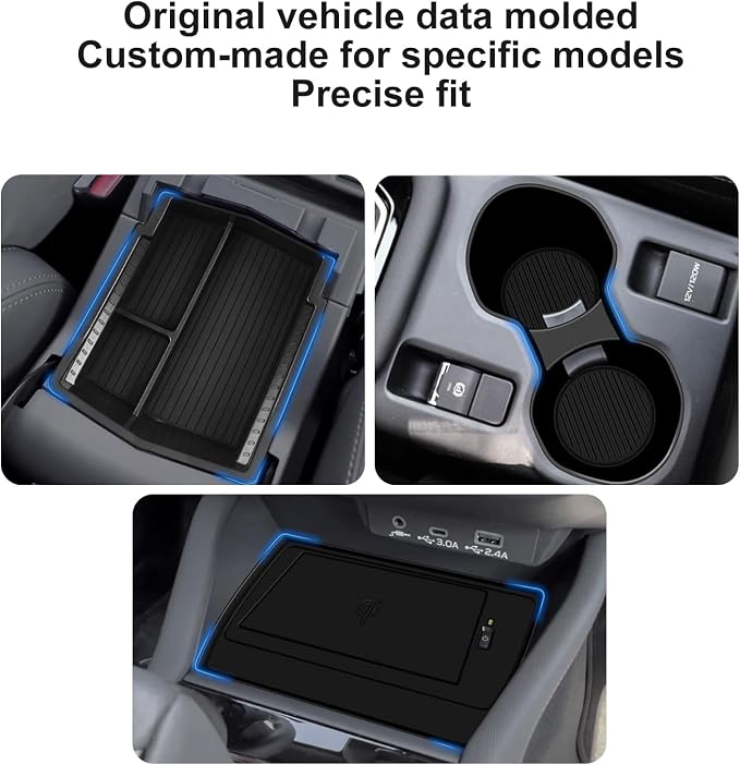 3PCS Center Console Organizer for 2025 Forester Accessrioes Middle Console Cup Holder 2025 Forester Storage Box Wireless Charging Protective Mat