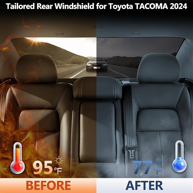 ZATOOTO Rear Windshield Sunshade for Toyota Tacoma 2024 Rear Windshield Sunshield Double Layer for Sunshade and Privacy Offer Great Visibility Sun Blocker Back Window Sun Shade for Toyota Tacoma