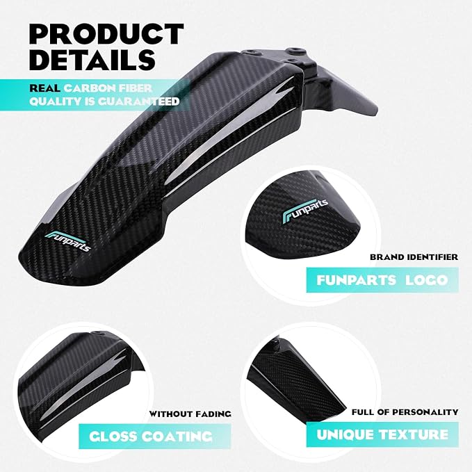 Funparts Sur Ron Front Fender,Carbon Fiber Motorcycle Fender Mud Guard for Surron Sur Ron LBX X260 X160 Electric Dirt Bike