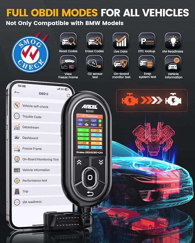 ANCEL BD330 Battery Registration Scan Tool Fits for BMW/Mini with ANCEL BST100 Car Battery Tester