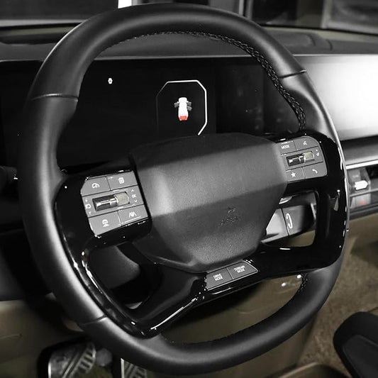 YOUTOOCAR Steering Wheel Trim Cover Compatible with Kia EV9 2024-2026 Accessories (Glossy Black)