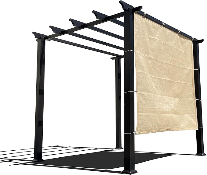 Sun Shade Privacy Panel with Grommets on 4 Sides for Patio, Awning, Window Cover, Pergola or Gazebo (Banha Beige, 8' x 8')