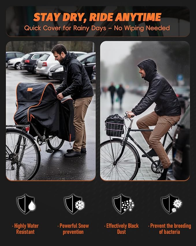 Bike Cover Waterproof Outdoor – 600D Heavy Duty Bicycle Covers for 1/2/3 Bikes – UV Rain Dust Snow Protection – Fits Road, Mountain, Cruiser, Ebike & Electric Bikes