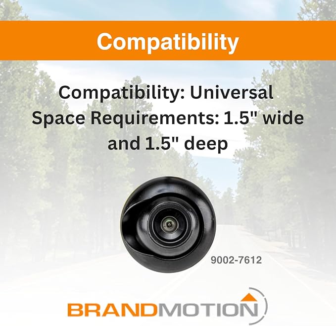 Brandmotion 9002-7612 Universal Snap-in Adjustable Bullet Camera | Waterproof Case | Color Image with Automatic White Balance | Parking Grid Lines Available | Low Profile Flush Mount