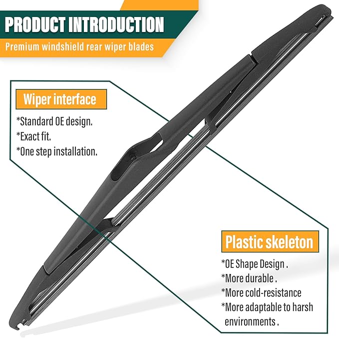 Windshield Wiper Blades Replacement for Ford Fiesta 2009 2010 2011 2012 2013 2014 2015 2016 2017 2018 2019 Original Factory Quality Front Rear Wiper Blade Set - 26" 15" 12" (Set of 3)