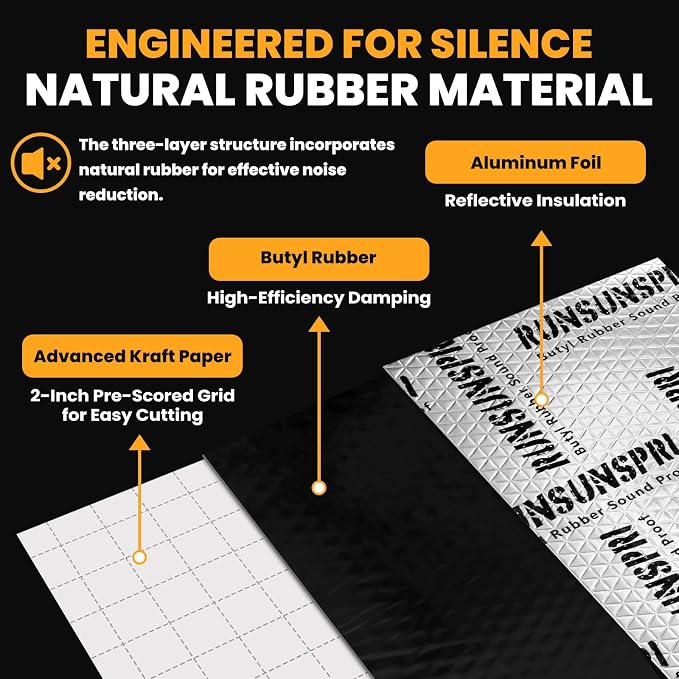 Car Sound Deadening 50 sqft Sound Deadening Mat Sound Deading Material for Cars Butyl Automotive Sound Dampening