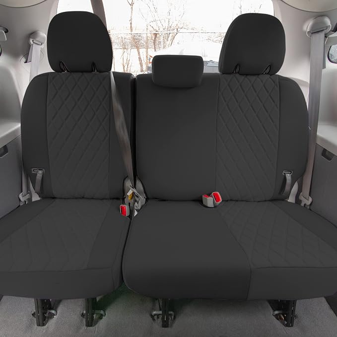 FH Group Custom Fit Car Seat Covers Specifically Made for 2011-2020 Toyota Sienna 7 Seater with Ultraflex Neoprene Water Resistant Automotive Seat Covers - Full Set Black