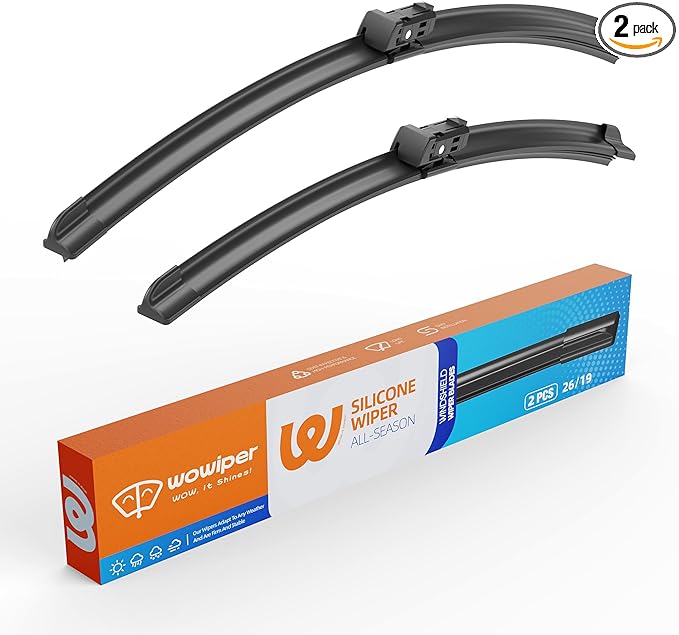 Silicone Wiper Blades 26" + 19" Automotive Replacement Windshield Wiper Blades for Tesla Model 3 2023-2017 Model Y 2022-2020/Volkswagen VW Passat 2021-2016 for Front Windshield(Set of 2)