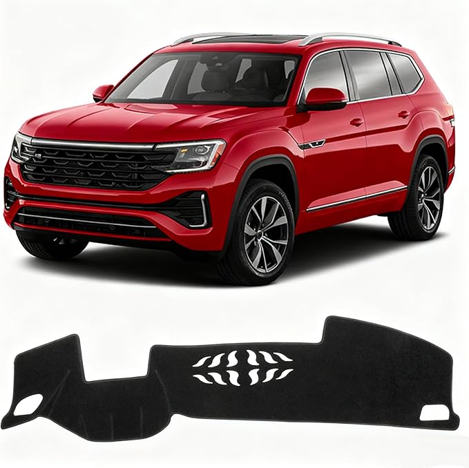 KUST Black Dash Cover for Volkswagen/VW Atlas 2024 2025 2026 with HUD Polyester Dashboard Cover Non-Slip Interior Accessories for VW Atlas Custom Fit Dash Mat Sunshade Windshield No Glare