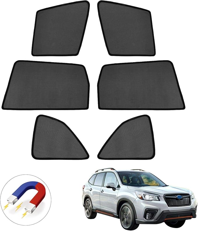 Mixsuper Window Shades for Subaru Forester 2019-2024 Accessories Side Rear Window Covers Foldable Mesh Sunshade Sun Visor Shield Privacy Protection UV Rays Keep Vehicle Cool 6PCS