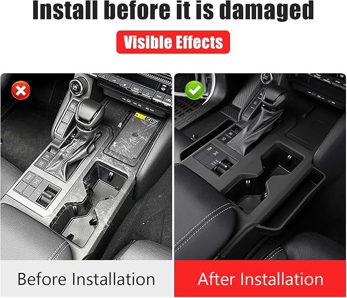 Console Silicone Storage Box for 2024-2025 2026 Toyota Land Cruiser 250 1958 Prado LC250 J250 Center Cup Wireless Charging Pad Seat Seam Storage Box Interior Tuning Accessories (Black) 1