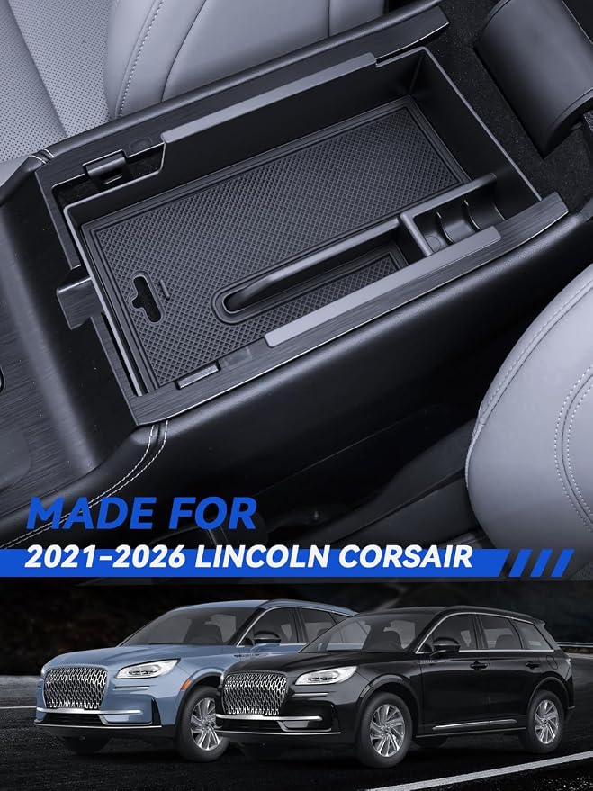 for Corsair Center Console Organizer 2021-2026 Lincoln Corsair/2023-2025 Corsair Grand Touring Accessories Armrest Tray Middle Storage Box Insert Container Durable ABS Plastic