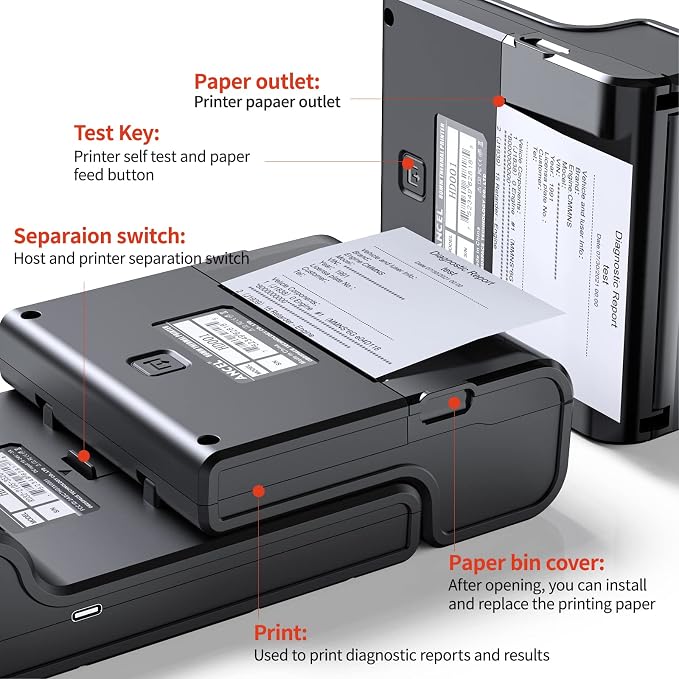 ANCEL HD Series-Compatible Printer for HD3100, HD3100 PRO, HD3200, HD3300, HD3400, HD3500, HD3600: Exclusive Heavy Duty Truck Scanner Diagnostic Tool Accessory for Diesel Vehicle Reports