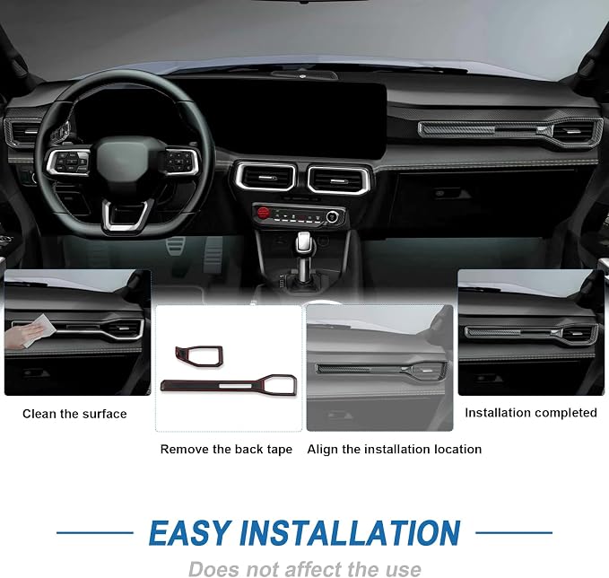Carbon Fiber Center Console Dashboard Panel Cover & AC Air Vent Cover Compatible with Ford Mustang 2024 2025