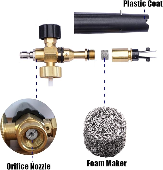 Tool Daily Short Pressure Washer Gun with Mini Foam Cannon, 1.1 mm Orifice for Foam Cannon and Foam Maker