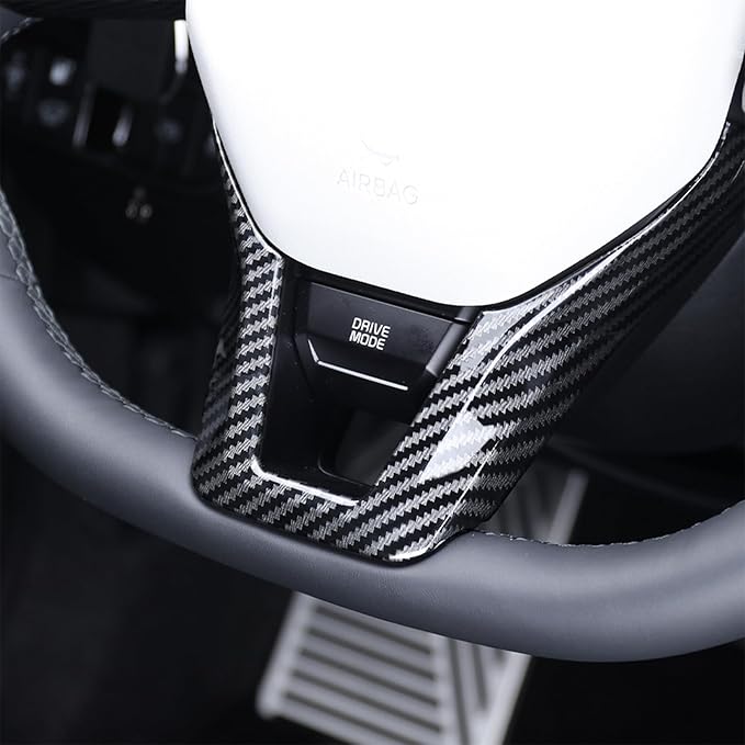 Car Steering Wheel Covers Steering Wheel Button Panel, Protection Frame Molding Trim, Steering Wheel Cover for KIA K4 GT 2024-2026 Accessories (Carbon Fiber Pattern)