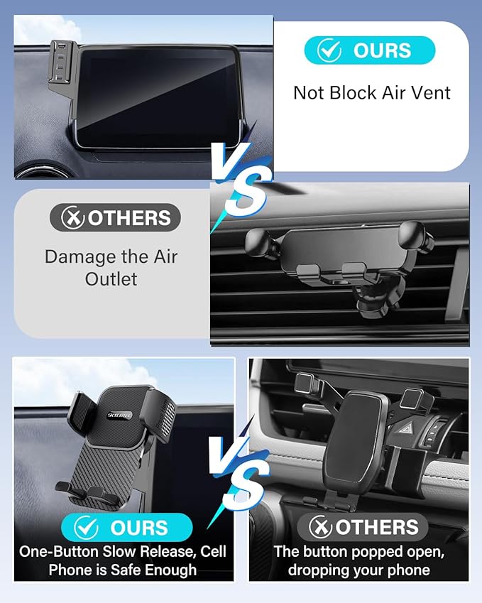 Car Phone Holder for Toyota Corolla/Corolla Hatchback 2019-2026/Corolla Cross 2022-2026 Accessories 8-Inch Screen Fixed Clip, Automobile Cradles Phone Mount, Cell Phone Base Not Block Air Vent