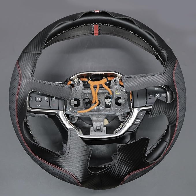 MEWANT Hand-Stitched Steering Wheel Cover Wrap for Dodge Ram 1500 2019-2023 Steering Wheel Accessories for Dodge Ram(Backsides Without Buttons)