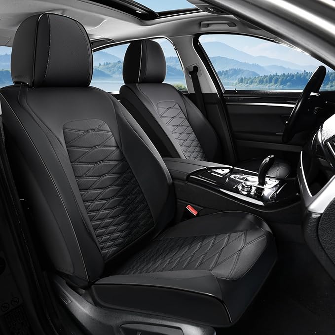 FLORICH Car Seat Covers Front Seat, Leather Seat Covers for Cars, Waterproof Car Seat Protector Breathable, Front Seat Covers for Cars, Automotive Seat Covers Universal Fit for Most Cars SUV Truck