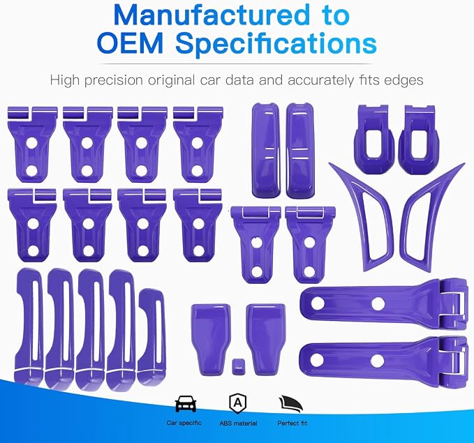 Barong for Jeep Wrangler JL JLU 2018-2025 Accessories Exterior Decoration Door Hinge Handle Engine Hood Hinge Hood Latch Wheel Eyebrow Side Air Outlet Rear Window Hinge Cover 26PCS Full Set(Purple)