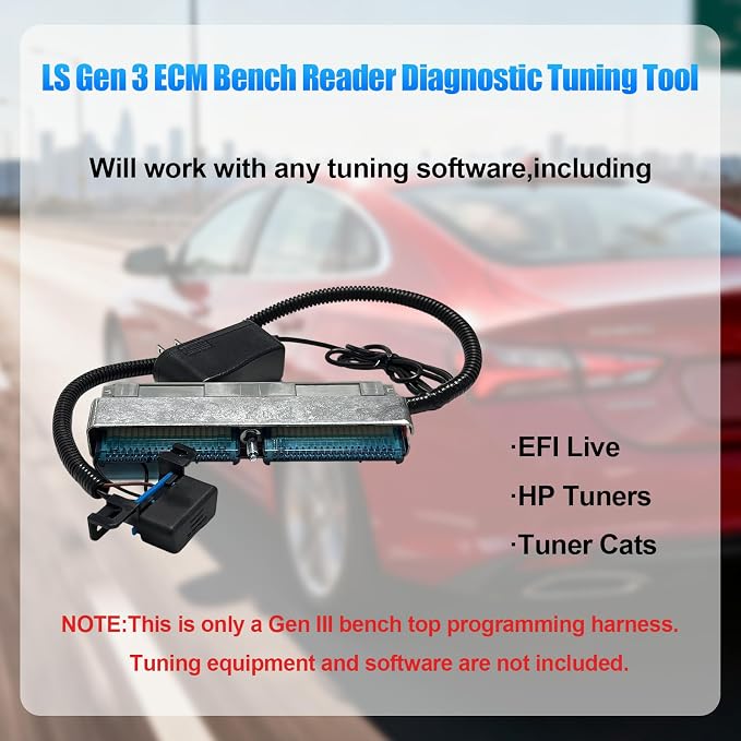 LS Gen 3 ECM PCM Bench Diagnostic Reader,w/12 Volt Power Test Harness with OBD2 Adapter Compatible with GM Chevy from 1999 to 2007,OBD2 Port Adapter Works with Mainstream Diagnostic Software