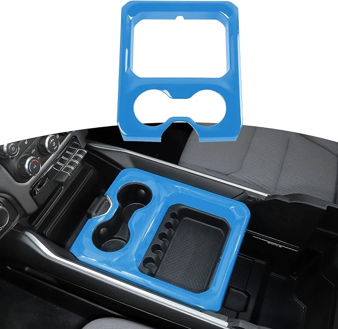 RT-TCZ for RAM Cup Holder Storage Box Trim Cover, Baby Blue Interior Accessories for Dodge RAM 2018-2023