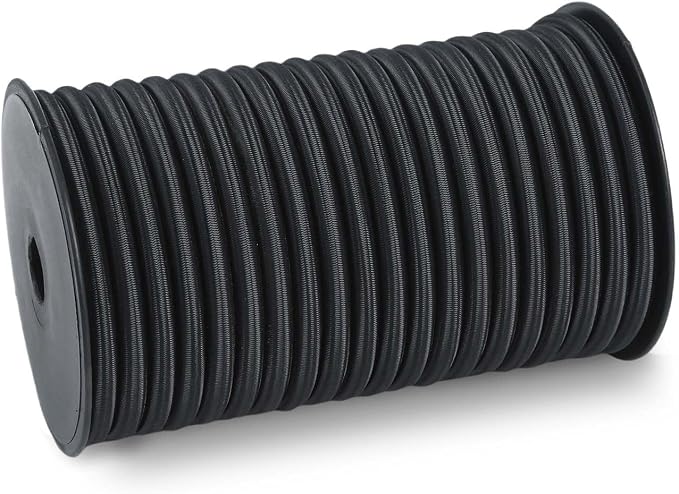 Marine Grade Bungee Cords Heavy Duty Outdoor - Bungee Cord Roll - 100% Stretch Elastic Cord and Absorbent Bungee Shock Cord for Kayak Deck, Camping, Crafting (3/8" x 50ft)