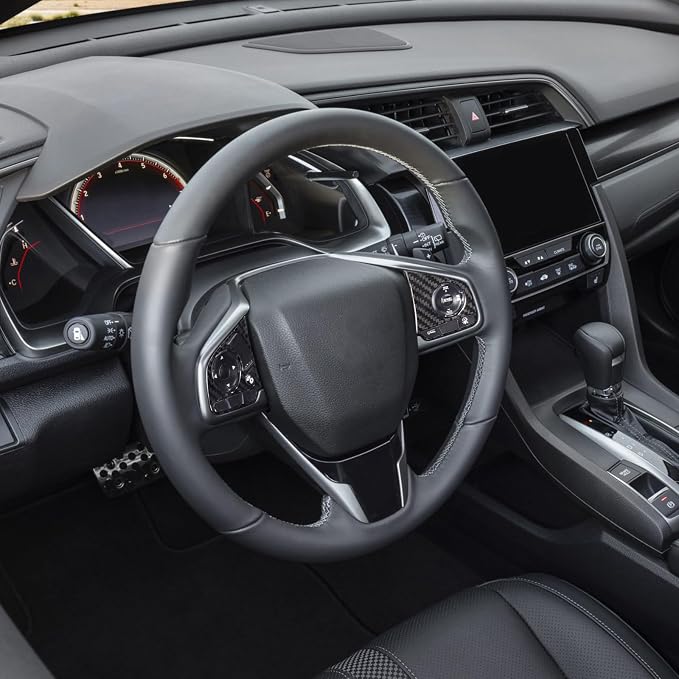 Real Carbon Fiber Interior Trim Compatible with 2016-2021 10th Gen Honda Civic, Interior Decor Sticker Accessories