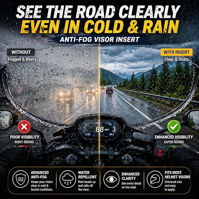 Universal Helmet Visor Anti-Fog Film + Rainproof Film - 2 PCS for Motorcycle Helmet Lens, Alternative to Insert Lens - Ultra HD Shield Films, Anti-Steaming, Safer Rides (Style C)