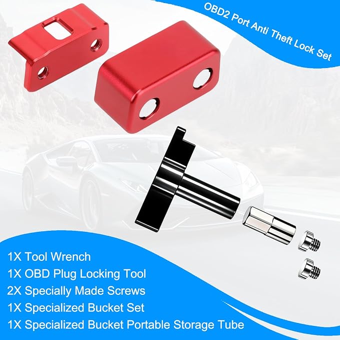 OBD Lock OBD2 Port Locking Tool, Metal OBD Port Protector for Car/SUV/Truck,OBD-II Anti Theft Protector Antitheft Accessories（Red）