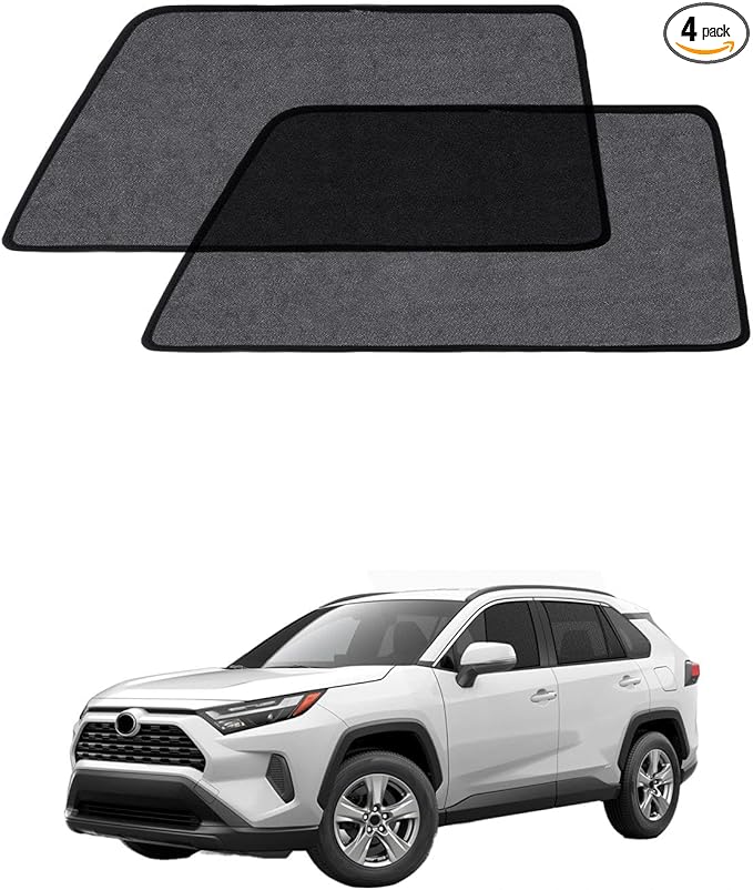Car Window Shade for Toyota RAV4 2019-Now,2 Pack UV & Glare Protection, Breathable Privacy Screen, Insect & Bug Blocker Magnetic Mesh Side Rear Sun Shades for Baby Camping, Napping & Travel
