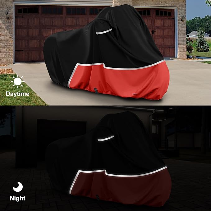 Waterproof Motorcycle Cover Compatible with Royal Enfield Classic 350 650/Continental GT 650/ Interceptor 650, 420D Oxford Cloth Cover for Snow Rain Dust Protection