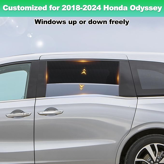 Car Window Shades for 2018-2024 Odyssey - Rear Side Window Sun Shade for Baby, Breathable Mesh Privacy Window Covers, UV Protection & Heat Insulation for Travel, Napping, Camping