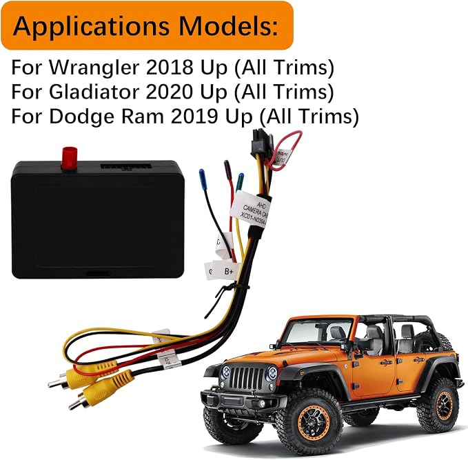 LINKSWELL Factory Adapter for Jeep Wrangler 2018 Up and RAM 2019 Up Factory Camera Retention Interface Factory Video Signal Adapter Camera