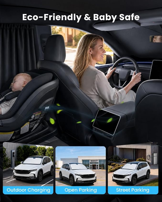 REEVAA 2026 3rd Pro Windshield Sunshade for 2023-2026 Mazda CX-50 | Dual-Layer Heat & Sun Defense, OEM Design | Foldable Sun Shade Car Accessories with Storage Bag