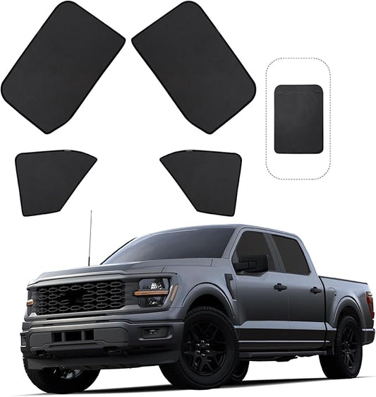 Front Side Half Window Shade Foldable Custom Fit for 2016-2024 Ford F150 Car Window Shades for Side Window Sun Shade UV Protection Heat Insulation for Camping Sleeping 4PCS