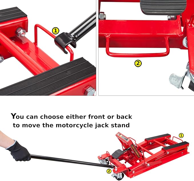 Big RED 1500LBS Hydraulic Motorcycle Lift Jack, Powersports Lift Table Operated ATV Dirt Bike Scissor Jack Stand, Fit for Motorcycle UTV Snowmobile, Red