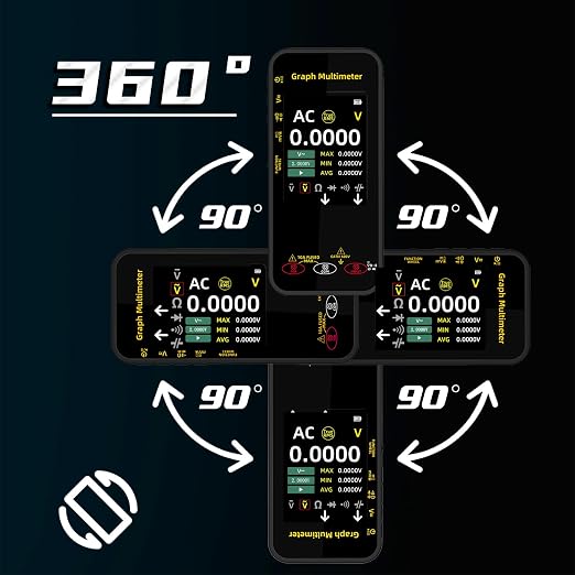 BSIDE 20000 Counts Digital Multimeter Date Recorder, 0.1mA/10uV/1000V with Smart Mode, 360-Degree Rotate LCD with Rechargeable, Measures Amp Cap Diode Temp MAX/MIN/Peak Voltage for Photovoltaic Miners