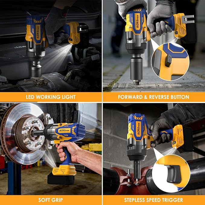 Cordless Impact Wrench Compatible with DEWALT 20V MAX Battery， 1/2” 1700FT-LBS Brushless High Torque Impact Driver, Auto-Stop Reverse, Variable Speed Heavy Duty Impact Gun(Bare Tool)