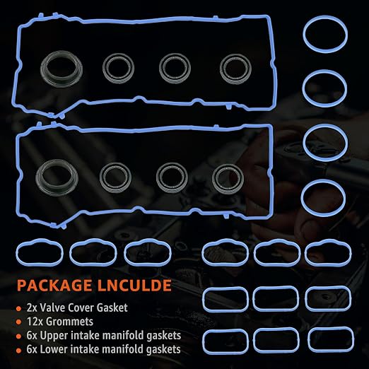 3.6L Valve Cover Intake Manifold Gasket Set Replacement for Jeep Dodge Chrysler 200 300 Wrangler Cherokee Challenger Charger Durango Journey Ram ProMaster 1500 2500 3.6 V6 2011-2022 5184596AE VS50805R