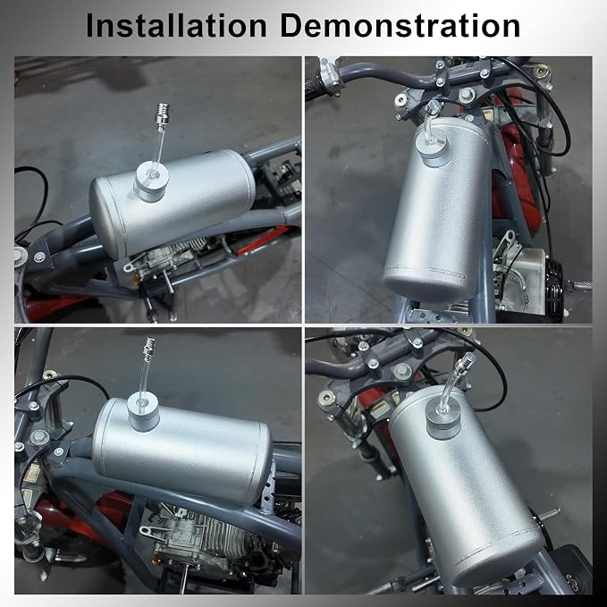 10x4.5" Aluminum alloy welding Gas Fuel Tank Cylinder For Coleman Powersports CT200U BT200X CT200u-ex,For Predator 212cc 196cc/6.5HP Go Kart and Gas Mini Bike,Dirt Gas Bike, Go Kart Parts(Silver)