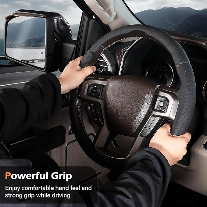Steering Wheel Cover for Ford F150 2015-2020/F250 2017-2021/F350 2017-2021/F450 2017-2021/F550 2017-2021/Ford Expedition 2018-2021 Custom-fit Car Steering Wheel Cover for Ford Steering Wheel Protector