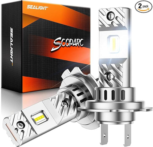 SEALIGHT H7 Bulbs 1:1 Design, 36000LM Ultra-Bright S6 H7 Dual Bulbs No Adapter Required No Cordless, 6500K White Light, 60000+Long Lifespan, Plug-N-Play, Driving Fog Spot Light Assemblies, Pack of 2